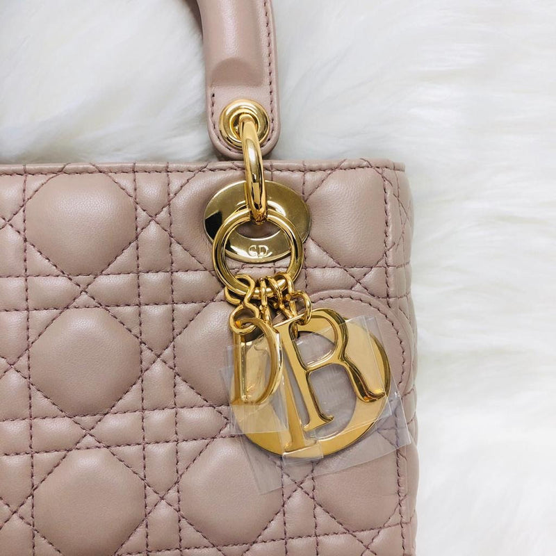 My Lady Dior Lucky Badges Cannage Lambskin Small Bag in Beige with GHW