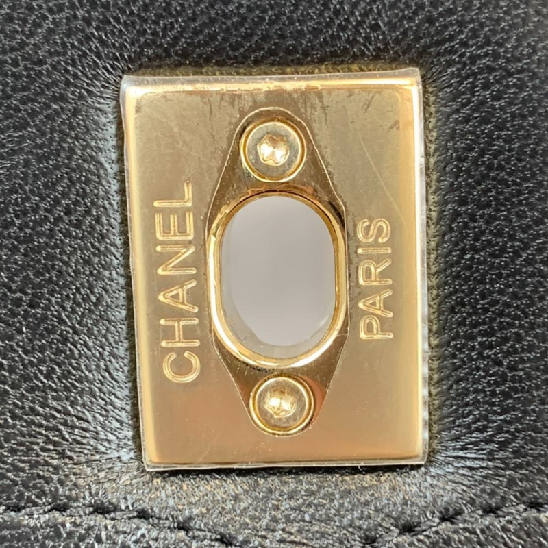 Pre-owned Chanel Small Double Classic Flap Calfskin Ghw Bag In Black