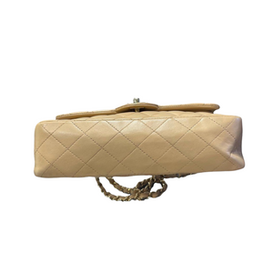 Classic Double Flap Small Lambskin Beige GHW