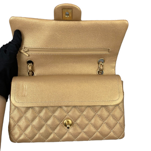 Classic Medium Flap Caviar Gold GHW