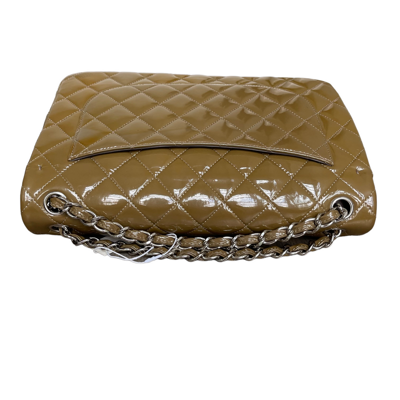 Jumbo Double Flap Patent Taupe SHW