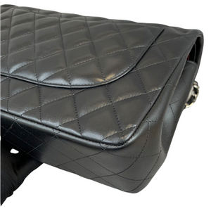 Jumbo Double Flap in Black Lambskin with SHW