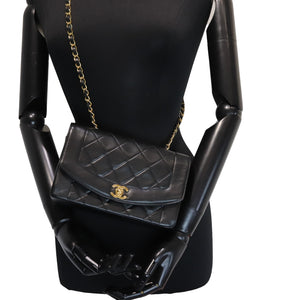 Small Classic Diana flap Black Lambskin GHW