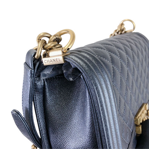 Boy Medium Calfskin Pearl Charcoal GHW
