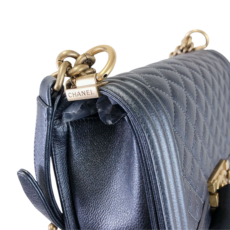 Boy Medium Calfskin Pearl Charcoal GHW