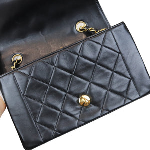 Small Classic Diana flap Black Lambskin GHW