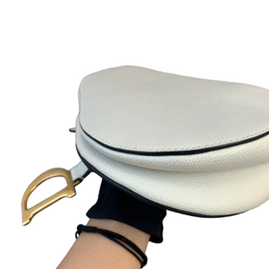 Medium Saddle Calfskin White GHW