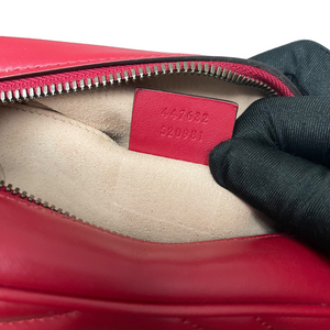 Small GG Marmont Matelassé Red GHW