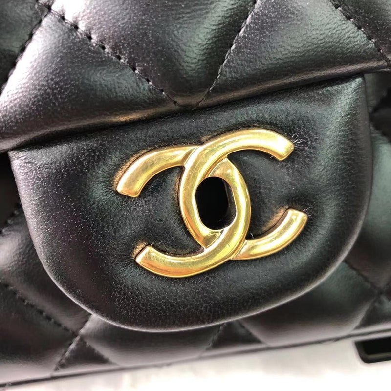 Jumbo Double Flap in Black Lambskin with GHW