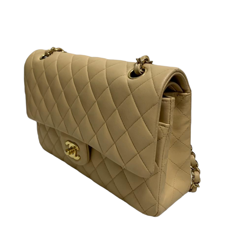 Classic Flap Medium Lambskin Beige GHW