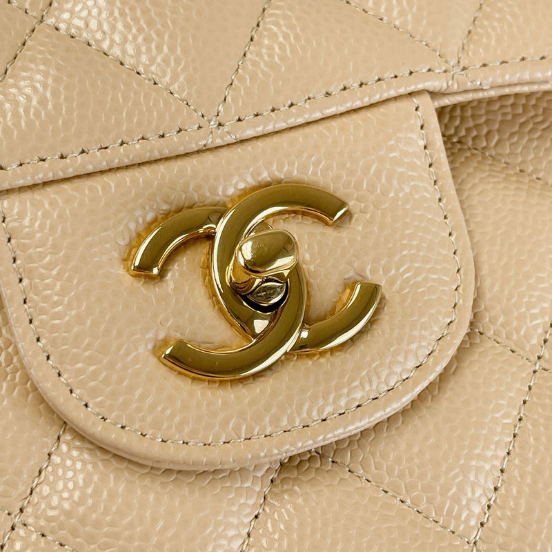 Double Flap Jumbo Caviar Beige GHW