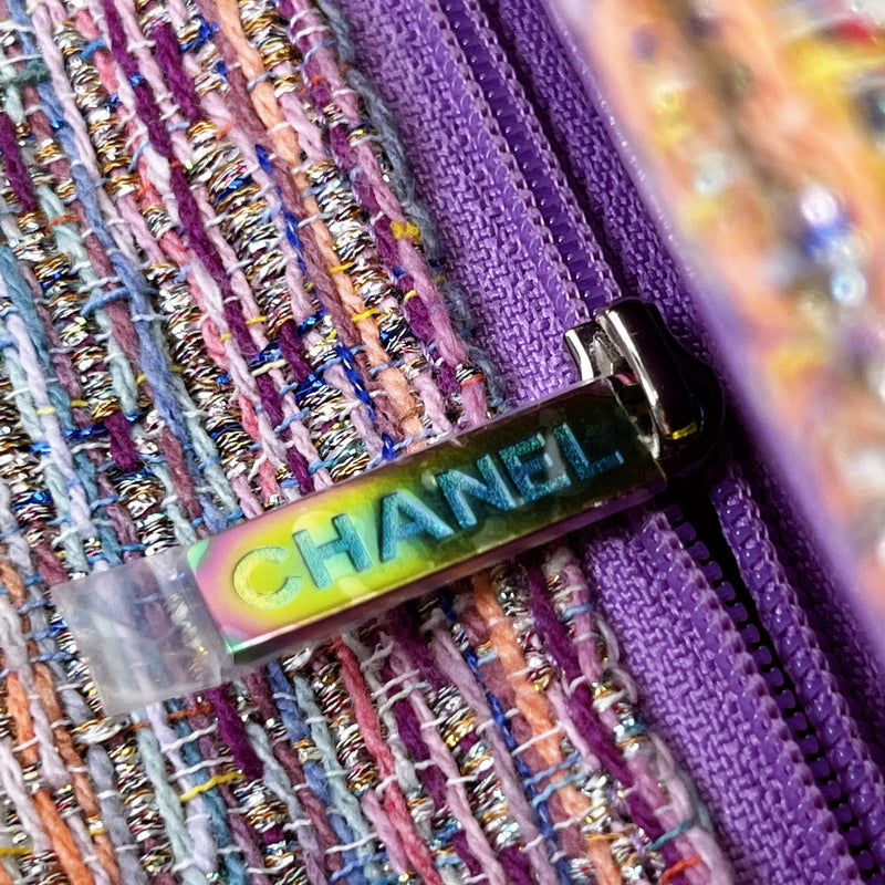 Mini Rectangle Flap Tweed Purple Rainbow Hardware