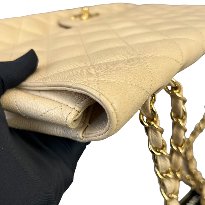 Classic single Flap Beige Jumbo SHW