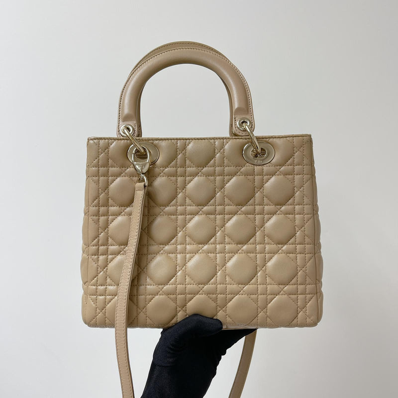 Lady Dior Lambskin Medium Beige GHW