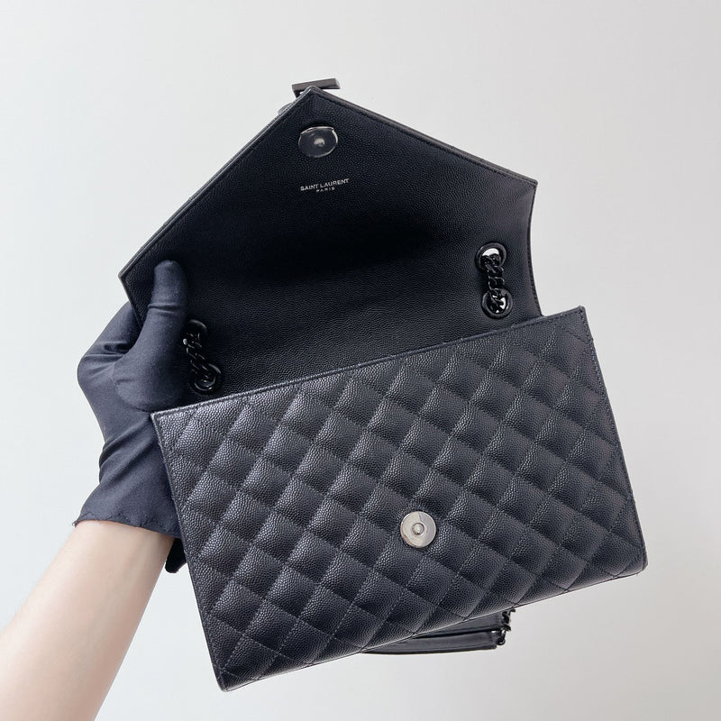 Quilted Envelope Medium Grained Leather Black BHW