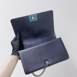 Python-Leather Old Medium Boy Navy Blue