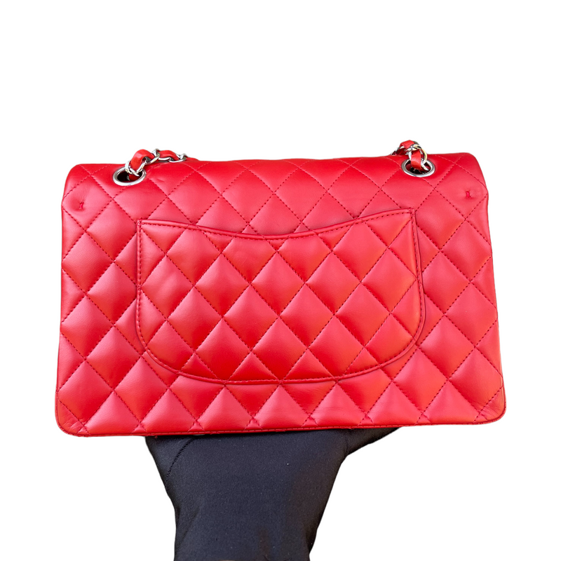 Classic Medium Flap Lambskin Flap Red SHW