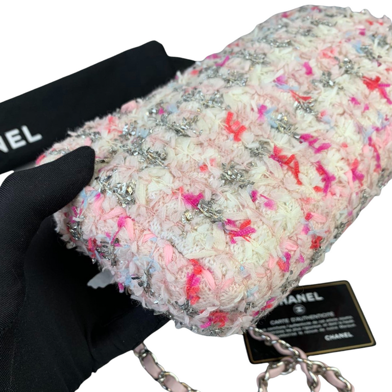 Tweed Mini Rectangular Flap Tweed Pink SHW