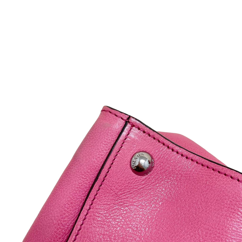 Twin Pocket Leather Satchel Pink SHW