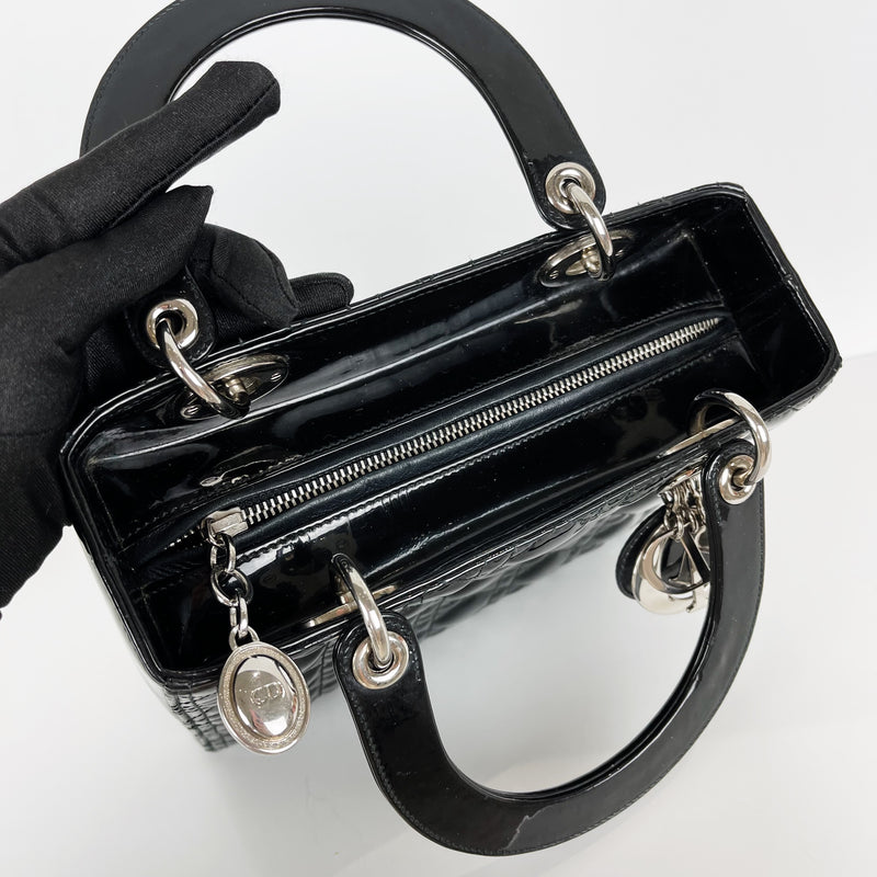 Lady Dior Medium Patent Black SHW