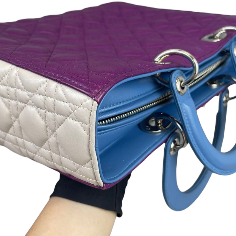 Lady Dior Large Lambskin Tri Colour SHW