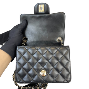 Classic Flap Square Mini Lambskin Black GHW