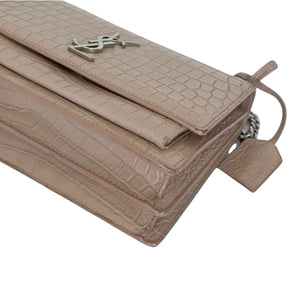 Medium Sunset Croc Embossed Beige SHW