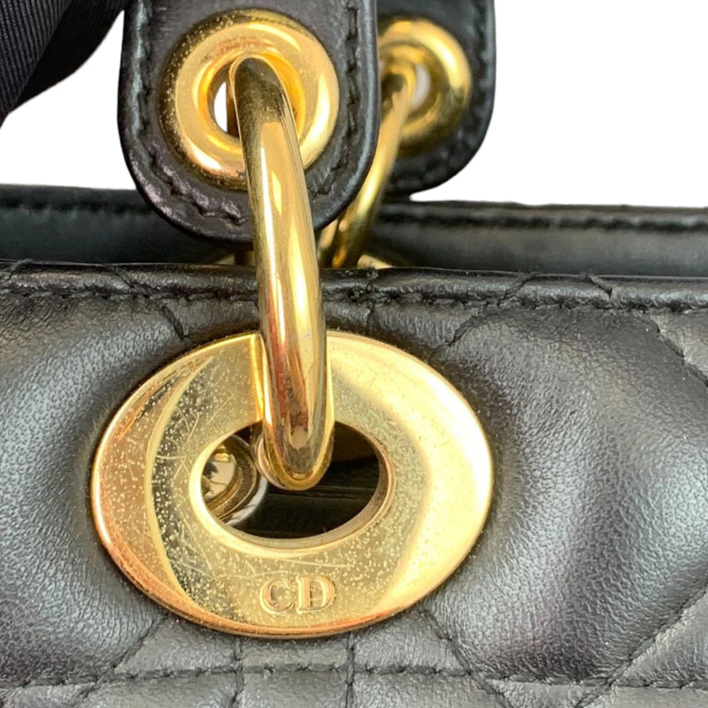 Medium Lady Dior Cannage Lambskin Black GHW