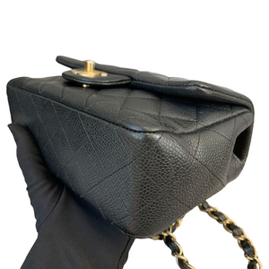 Mini Rectangle Flap Caviar Black GHW
