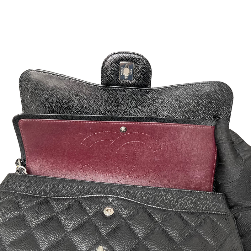 Jumbo Classic Double Flap Caviar Black SHW