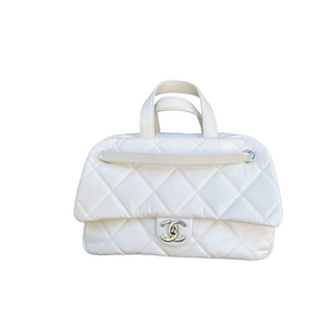 Aged Calfskin Quilted Express Bowling White SHW