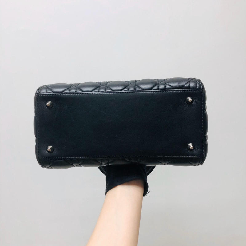 Classic Lambskin Cannage Medium Lady Dior Black Leather Bag