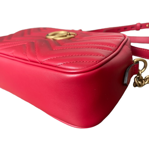Small GG Marmont Matelassé Red GHW