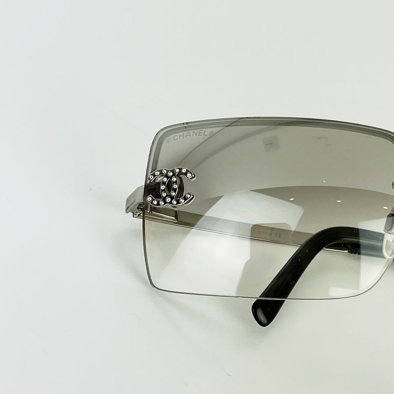 Chanel Black, Pattern Print Rimless Interlocking CC Logo Sunglasses