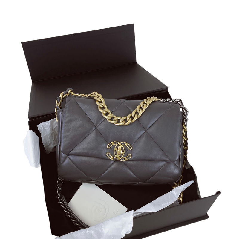 19 Lambskin Dark Grey Small 21B Mixed Hardware