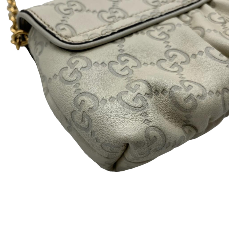 Guccissima Leather Shoulder Bag White GHW