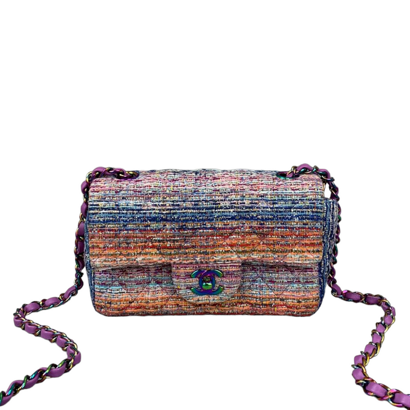 Chanel mini rectangular tweed rainbow