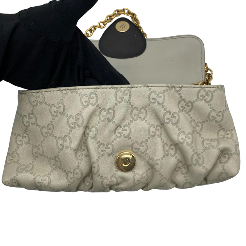 Guccissima Leather Shoulder Bag White GHW