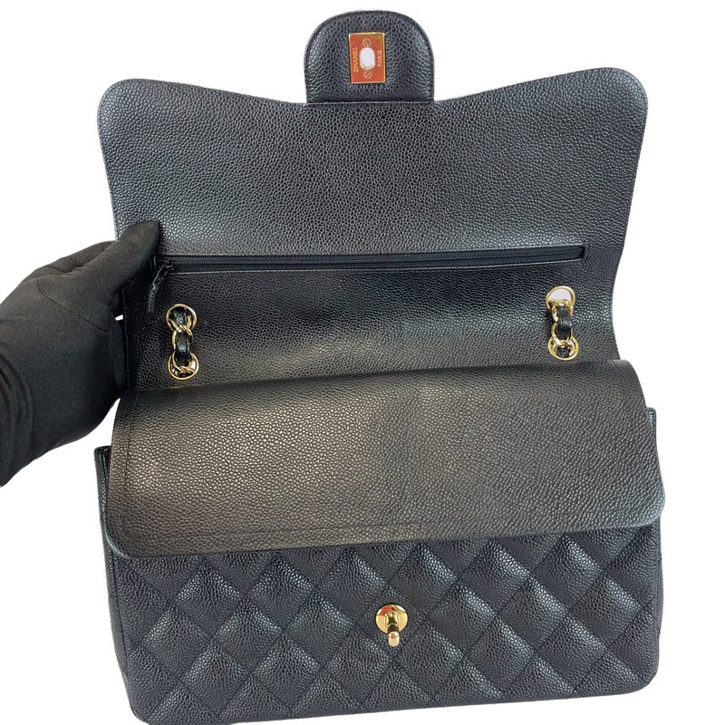Jumbo Classic Double Flap Caviar Black GHW