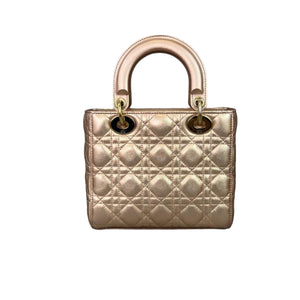 Cannage Lambskin Small Lady Dior Rose Gold GJW