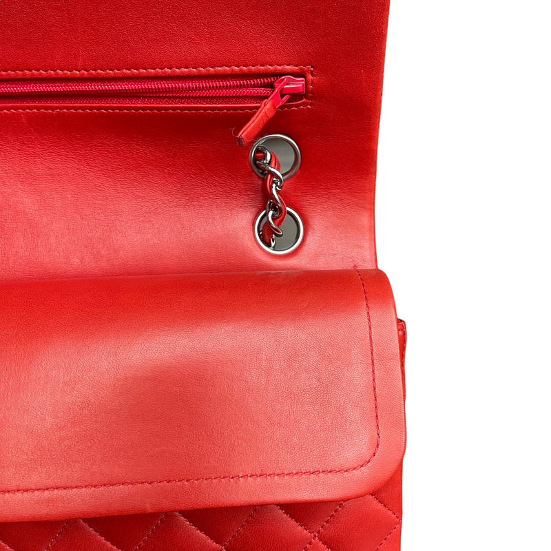 Medium Classic Double Flap Lambskin Red SHW