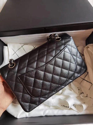 Small Double Flap Bag in Black Caviar with SHW