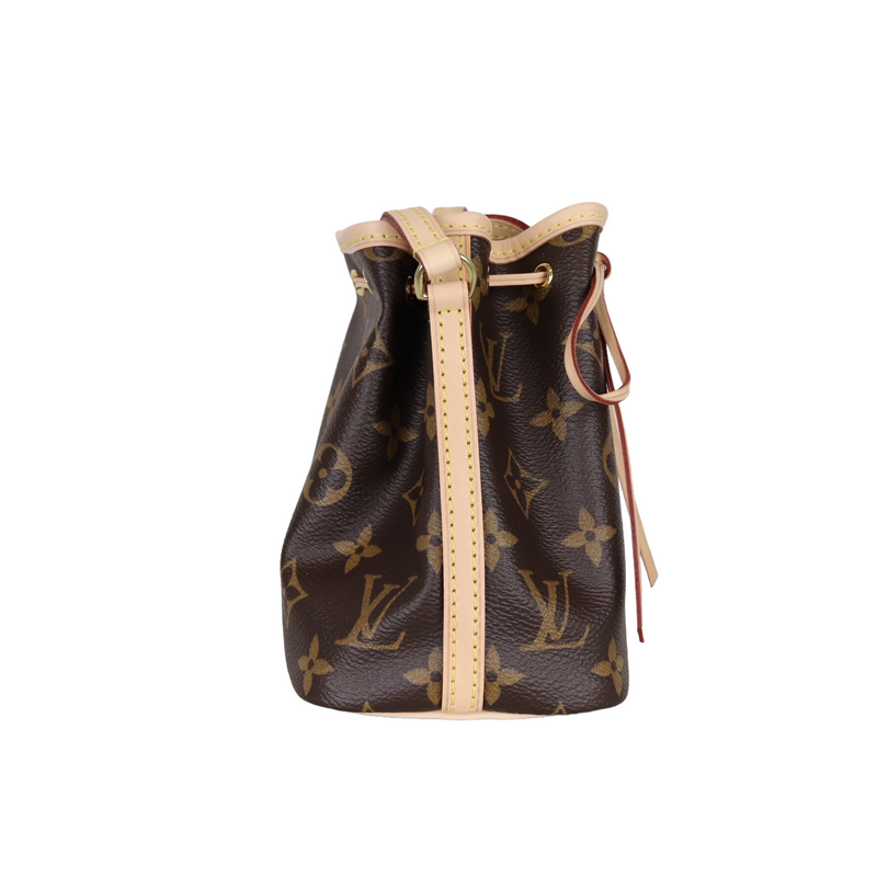 Louis Vuitton Nano Bucket Beige Black Cotton