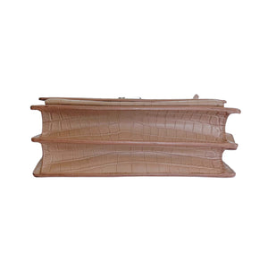 Medium Sunset Croc Embossed Beige SHW