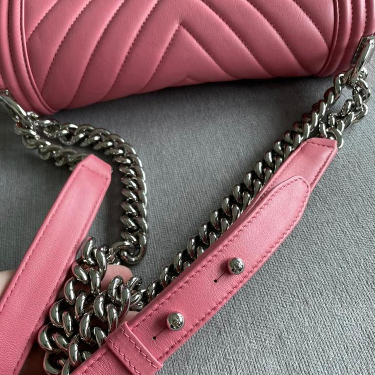 Le Boy Chevron Calfskin Old Medium Pink SHW