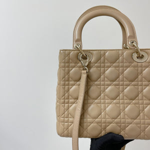 Lady Dior Lambskin Medium Beige GHW