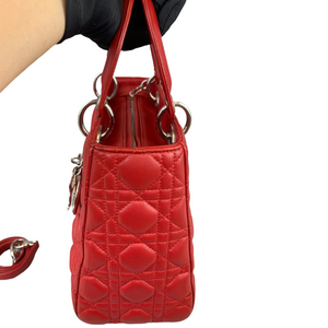 Medium Lady Dior Cannage Lambskin Red SHW