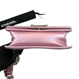 Small Boy Lambskin Iridescent Pink SHW
