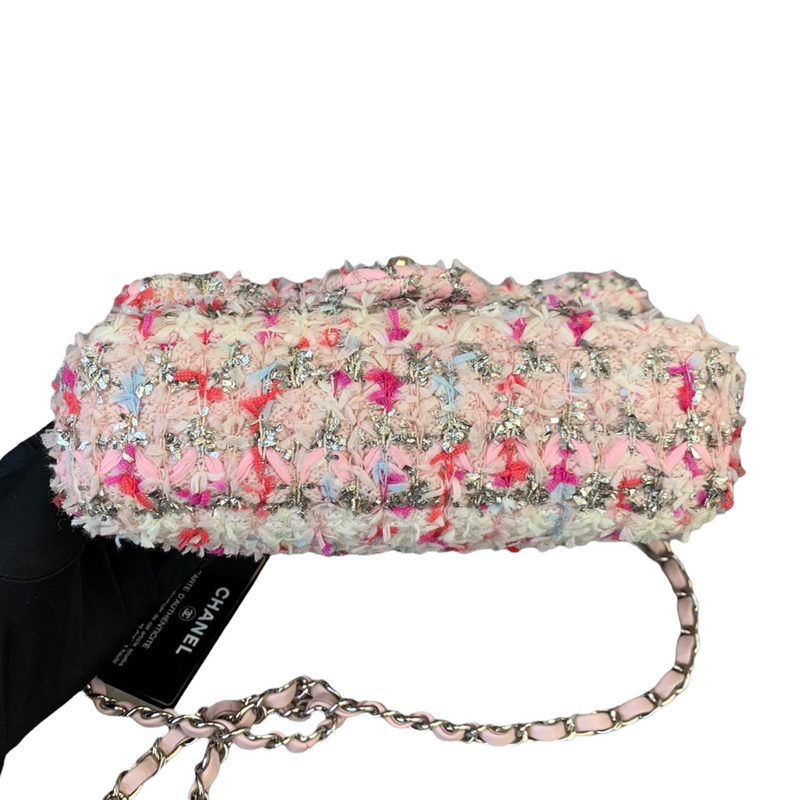 Mini Rectangular Flap Tweed Pink SHW