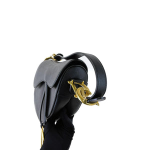 Medium Saddle Calfskin Black GHW